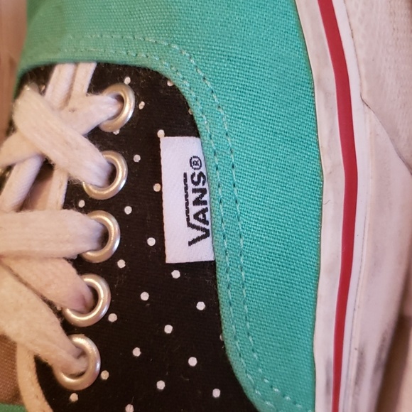 Polka dot and teal custom Van's Custom Vans - Picture 2 of 5